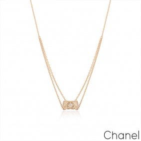 Chanel Beige / Rose Gold Diamond Coco Crush Necklace J11359 Chanel Beige / Rose Gold Diamond Coco Crush Necklace J11359